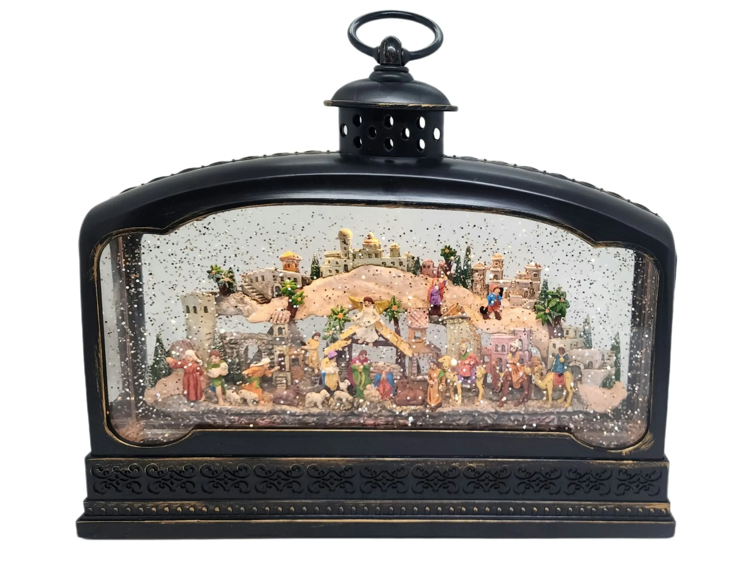 Cotton Candy - Xmas Extra Wide Brass Lantern Bethlehem Nativity Scene XL Lantern