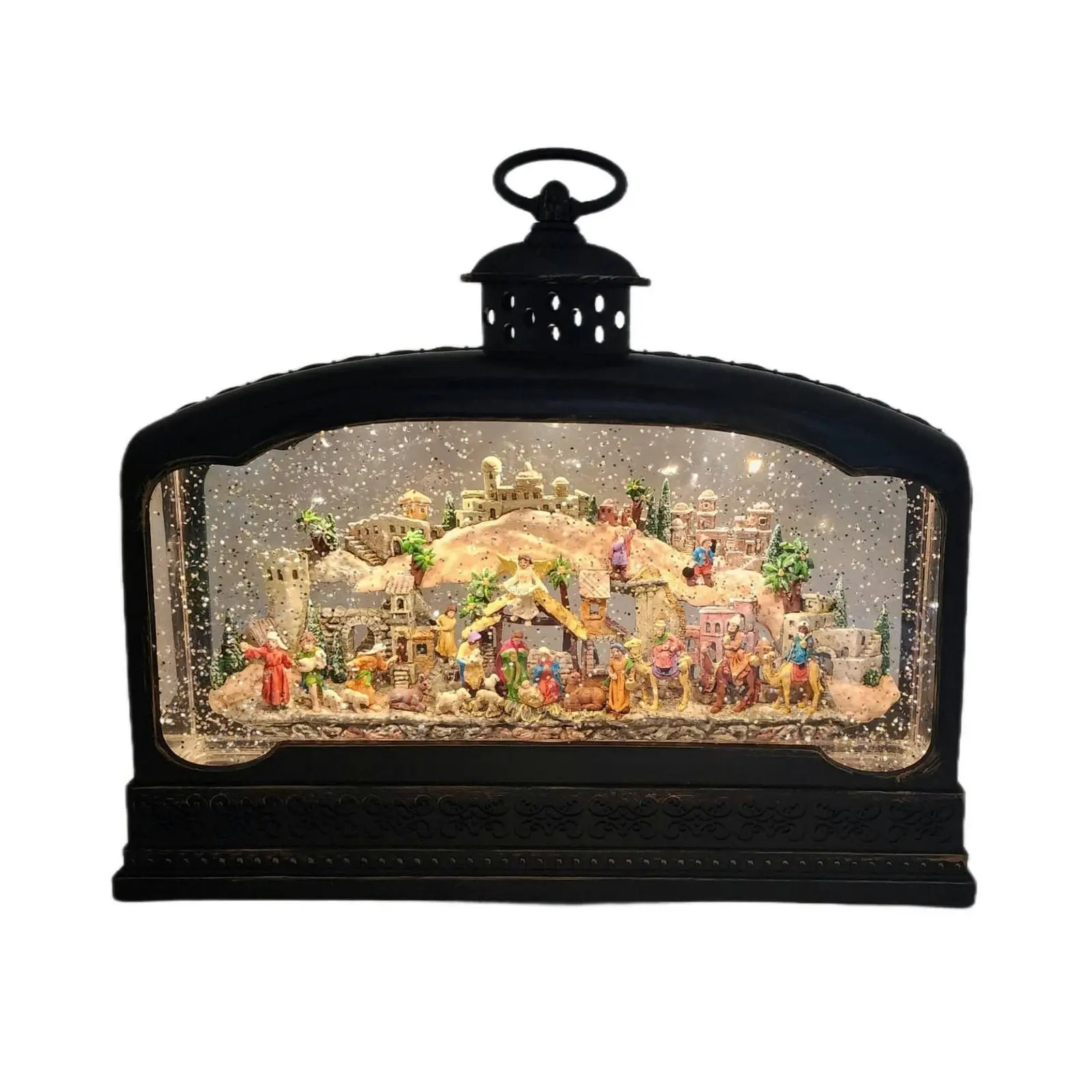 Cotton Candy - Xmas Extra Wide Brass Lantern Bethlehem Nativity Scene XL Lantern