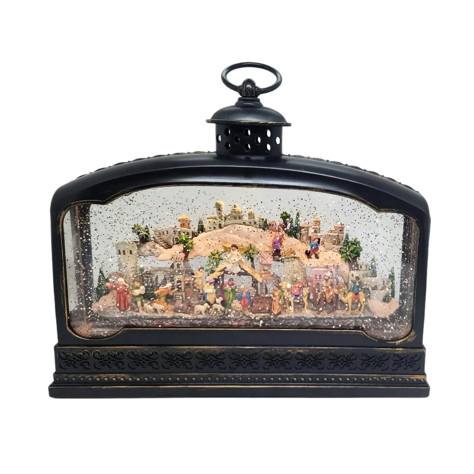 Cotton Candy - Xmas Extra Wide Brass Lantern Bethlehem Nativity Scene XL Lantern