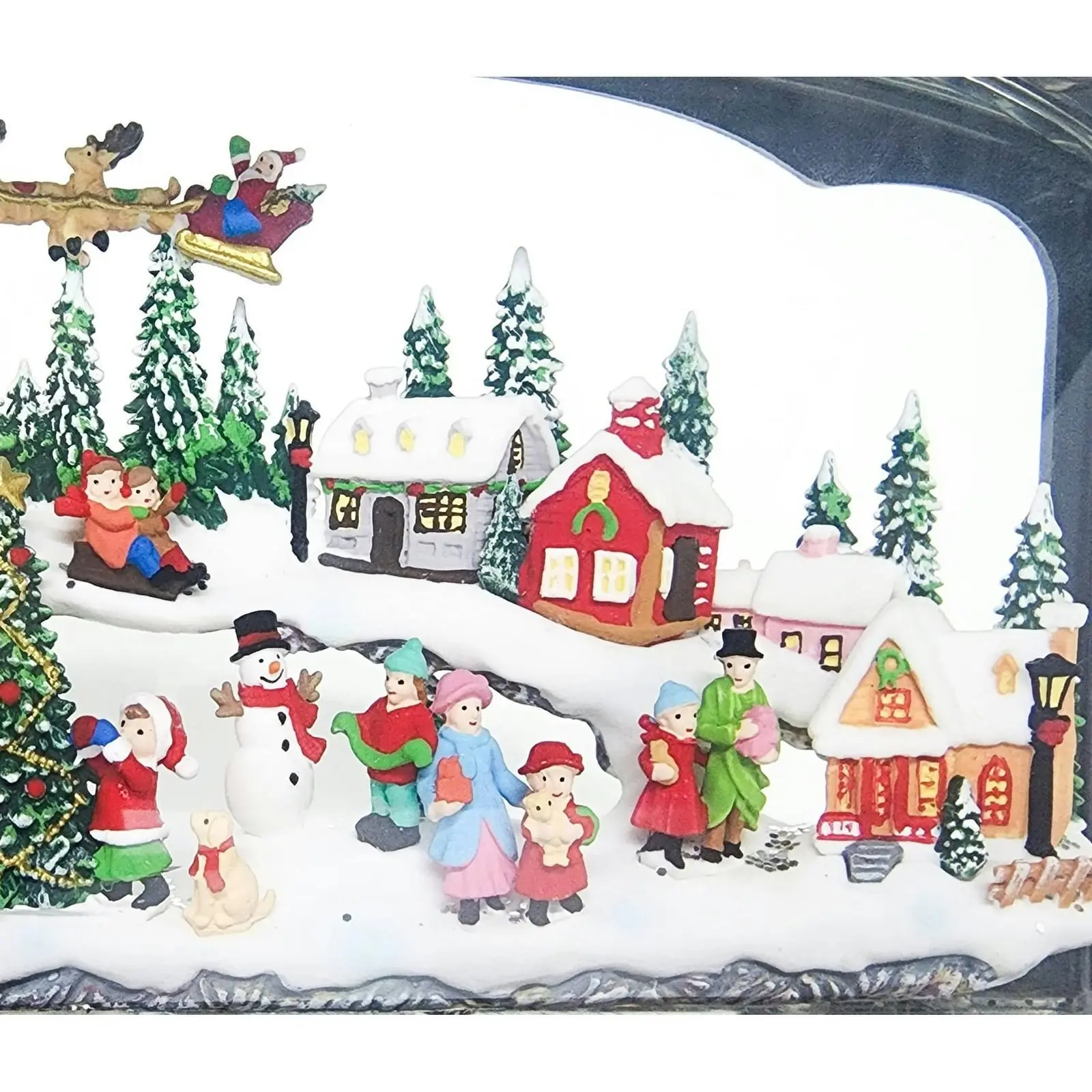 Cotton Candy - Xmas Lantern Extra Wide Brass Glitter Lantern North Village Scene With Santa Xac426