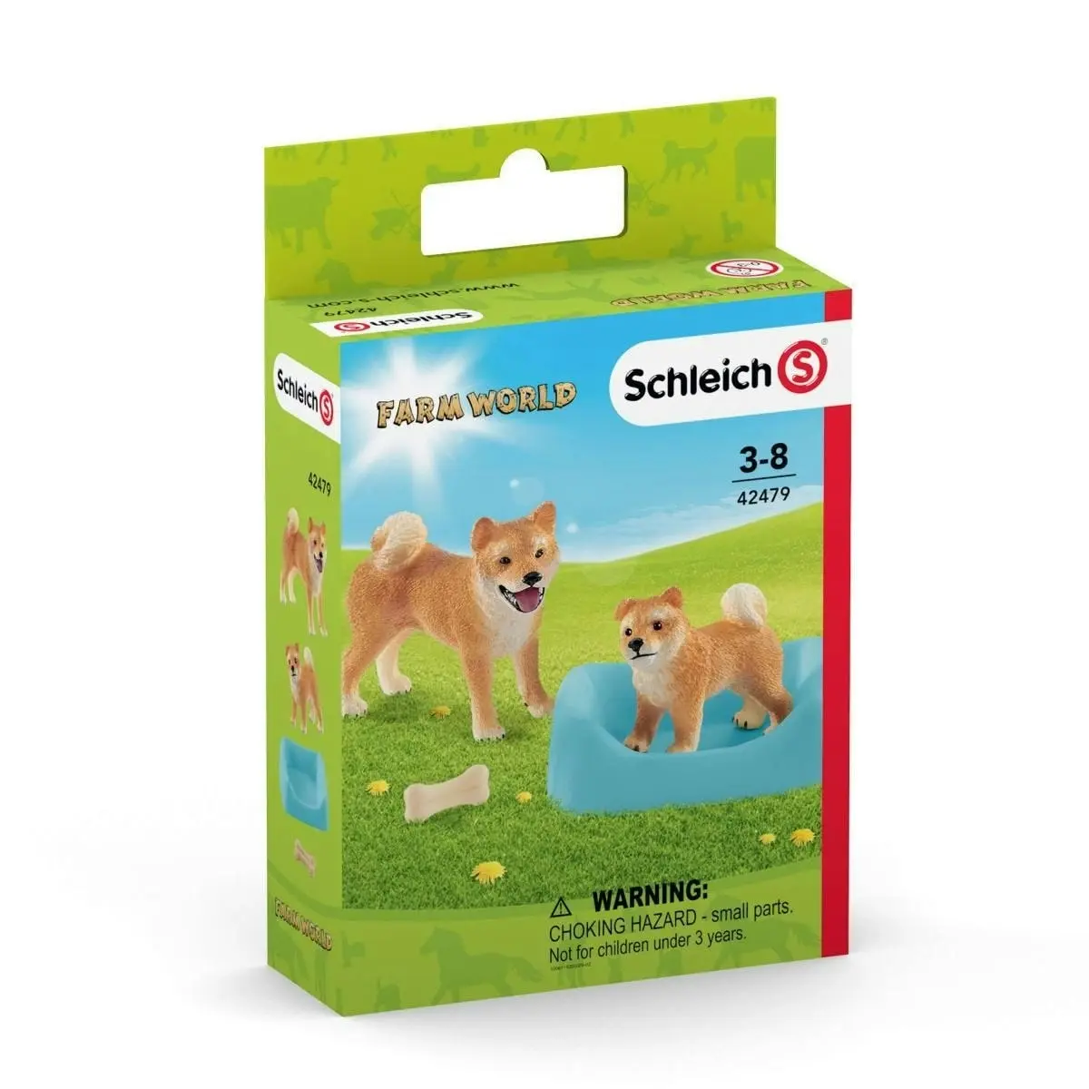 Schleich - Shiba Inu Mother And Puppy  Farm World Animal Figurine Animal Playset