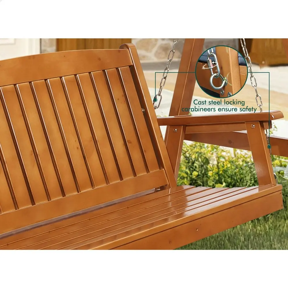 Alfordson Swing Chair Outdoor Furniture Wooden Garden Patio Bench Canopy Teak