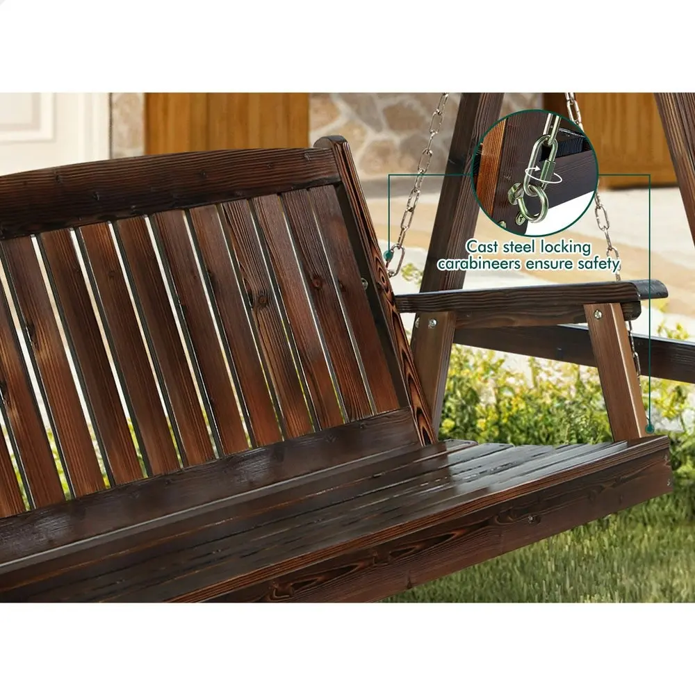 Alfordson Swing Chair Outdoor Furniture Wooden Garden Patio Canopy Charcoal XL