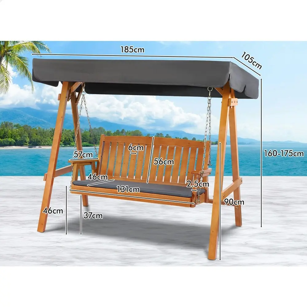 Alfordson Swing Chair Outdoor Furniture Wooden Garden Canopy Teak XL