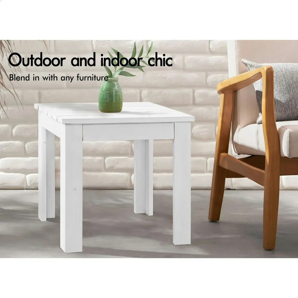 Alfordson Wooden Side Desk Coffee Table Outdoor Furniture Garden White