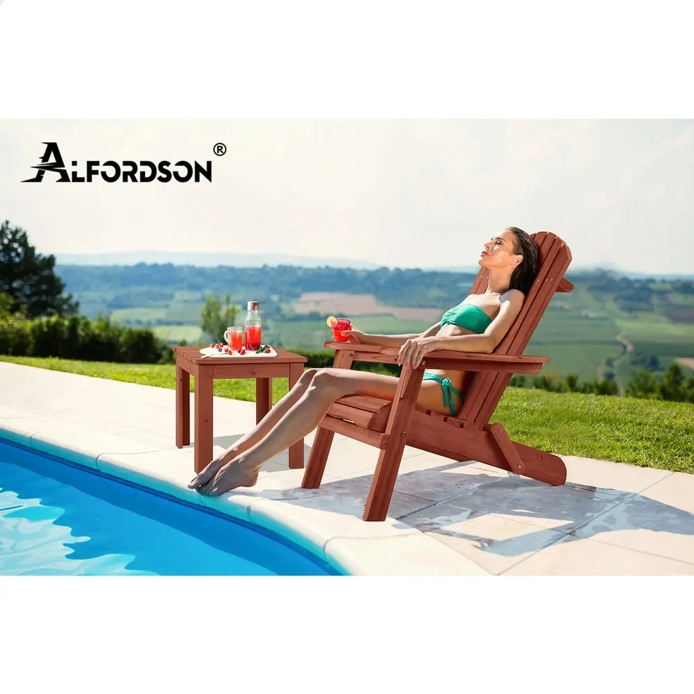 Alfordson Wooden Side Desk Coffee Table Outdoor Furniture Garden Brown