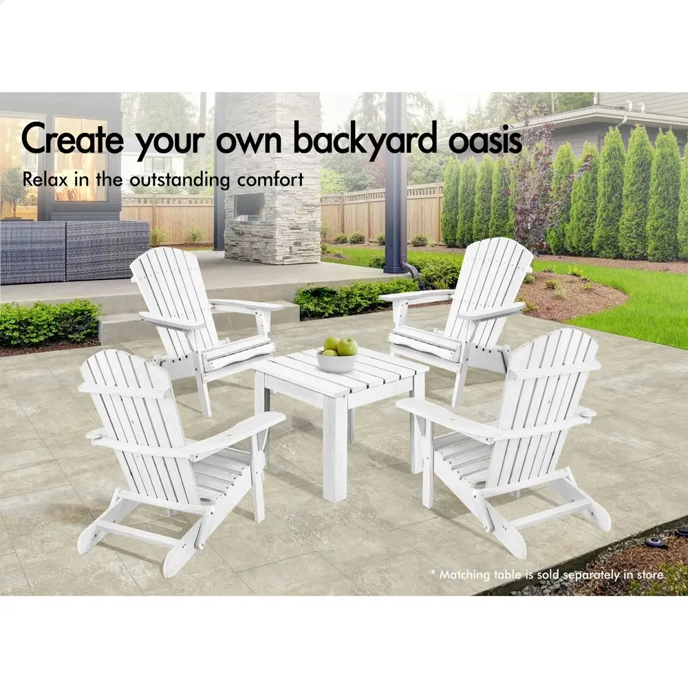 Alfordson Adirondack Chairs Wooden Outdoor Patio Furniture White