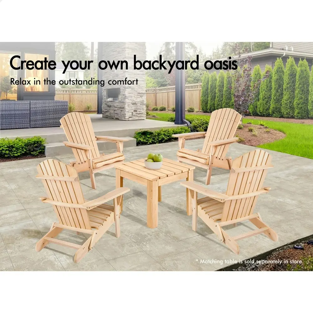 Alfordson Outdoor Chairs Wooden Adirondack Patio Furniture Beach Garden Natural