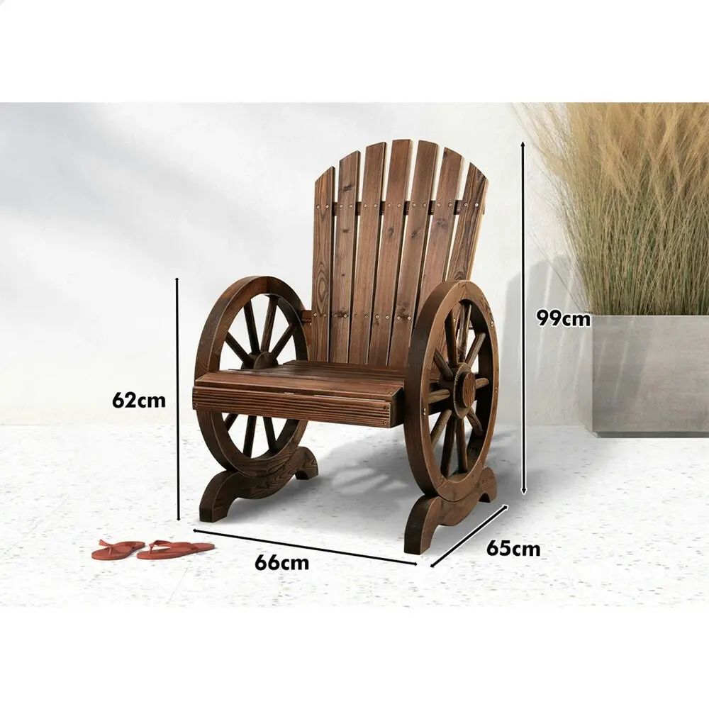 Alfordson Outdoor Wagon Wheel Chair Garden Wooden Seat Patio Lounge Charcoal