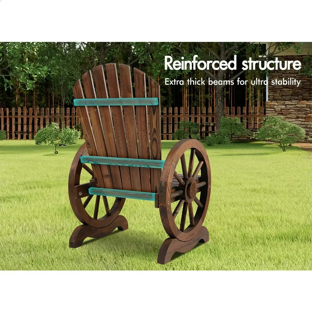 Alfordson Outdoor Wagon Wheel Chair Garden Wooden Seat Patio Lounge Charcoal