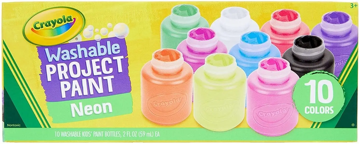 Crayola 10 Bottles Washable Kids Paint Neon Colors