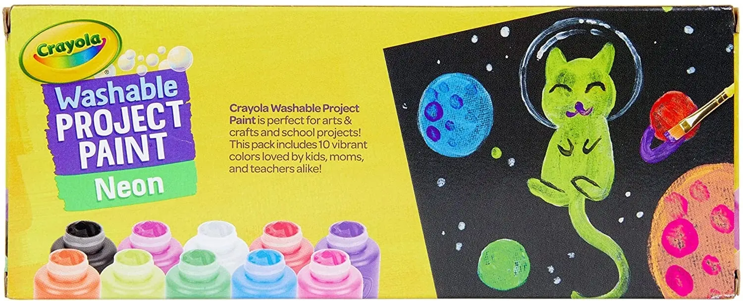 Crayola 10 Bottles Washable Kids Paint Neon Colors