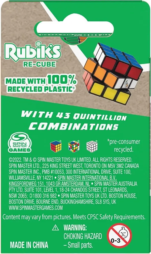 Rubik's - Re-cube Game Recycled Plastic Rubiks Cube