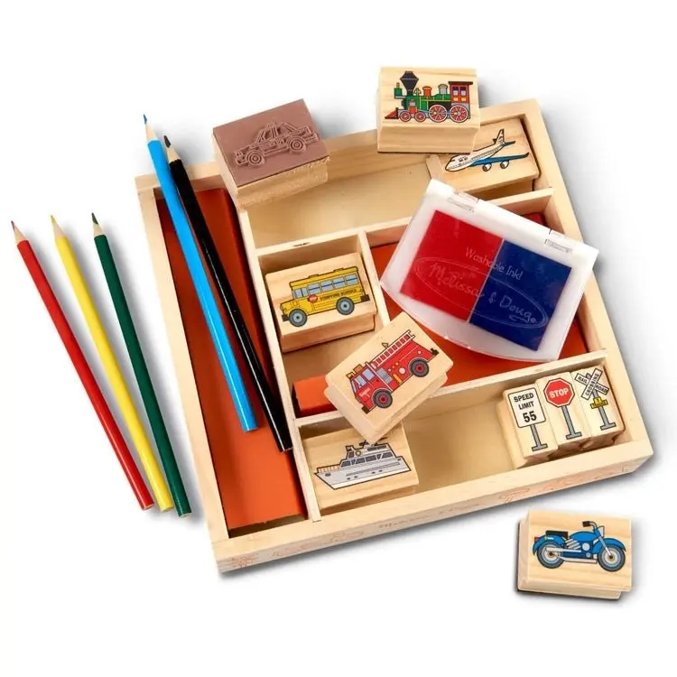 Melissa & Doug - Wooden Stamp Set - Vehicles