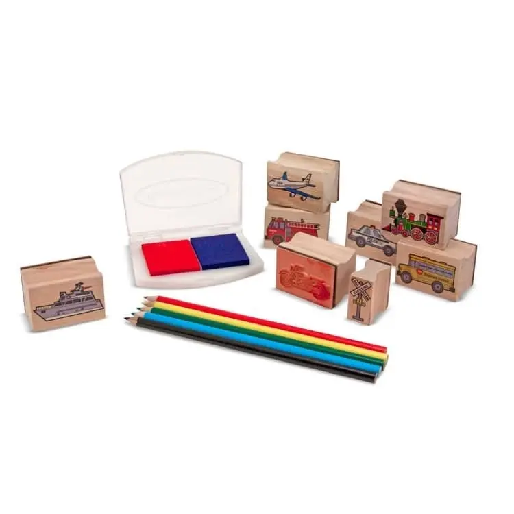 Melissa & Doug - Wooden Stamp Set - Vehicles