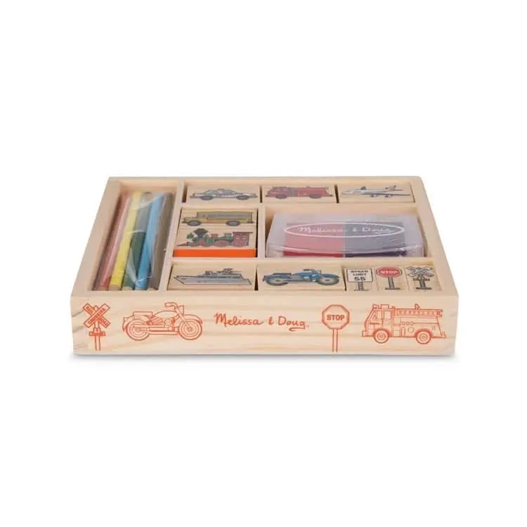 Melissa & Doug - Wooden Stamp Set - Vehicles