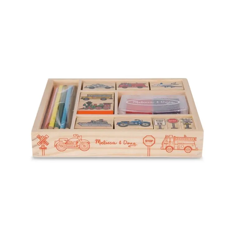 Melissa & Doug - Wooden Stamp Set - Vehicles