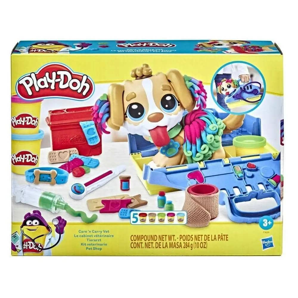 Play-doh - Care N Carry Vet Playset With Toy Dog Carrier 10 Tools 5 Colors  Hasbro