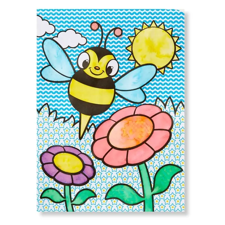 Melissa & Doug - My First Paint With Water Kids' Art Pad With Paintbrush - Cheerleaders Flowers Fairies And More