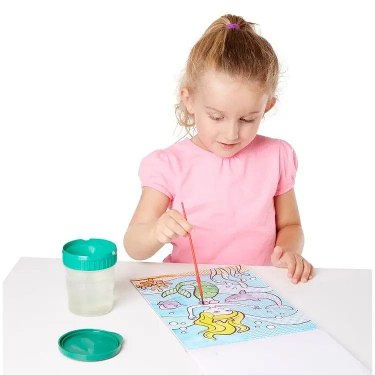 Melissa & Doug - My First Paint With Water Kids' Art Pad With Paintbrush - Cheerleaders Flowers Fairies And More