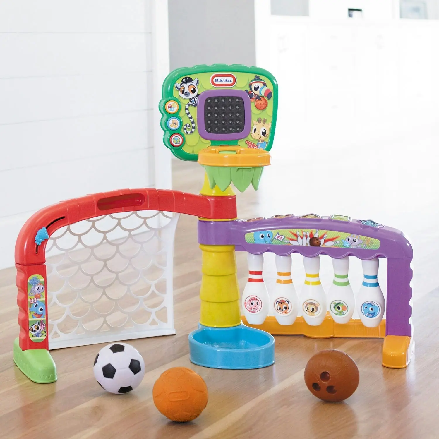 Little Tikes - 3 In 1 Sports Zone Dunk Kick Score Bowling Basketball Soccer Playset