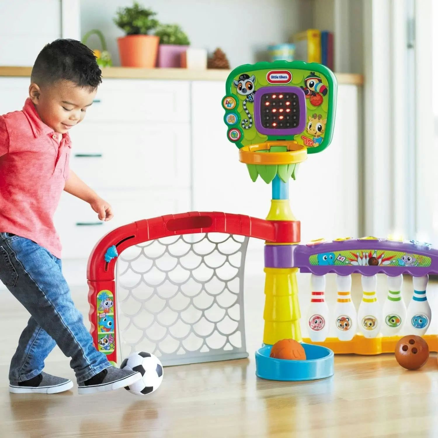 Little Tikes - 3 In 1 Sports Zone Dunk Kick Score Bowling Basketball Soccer Playset