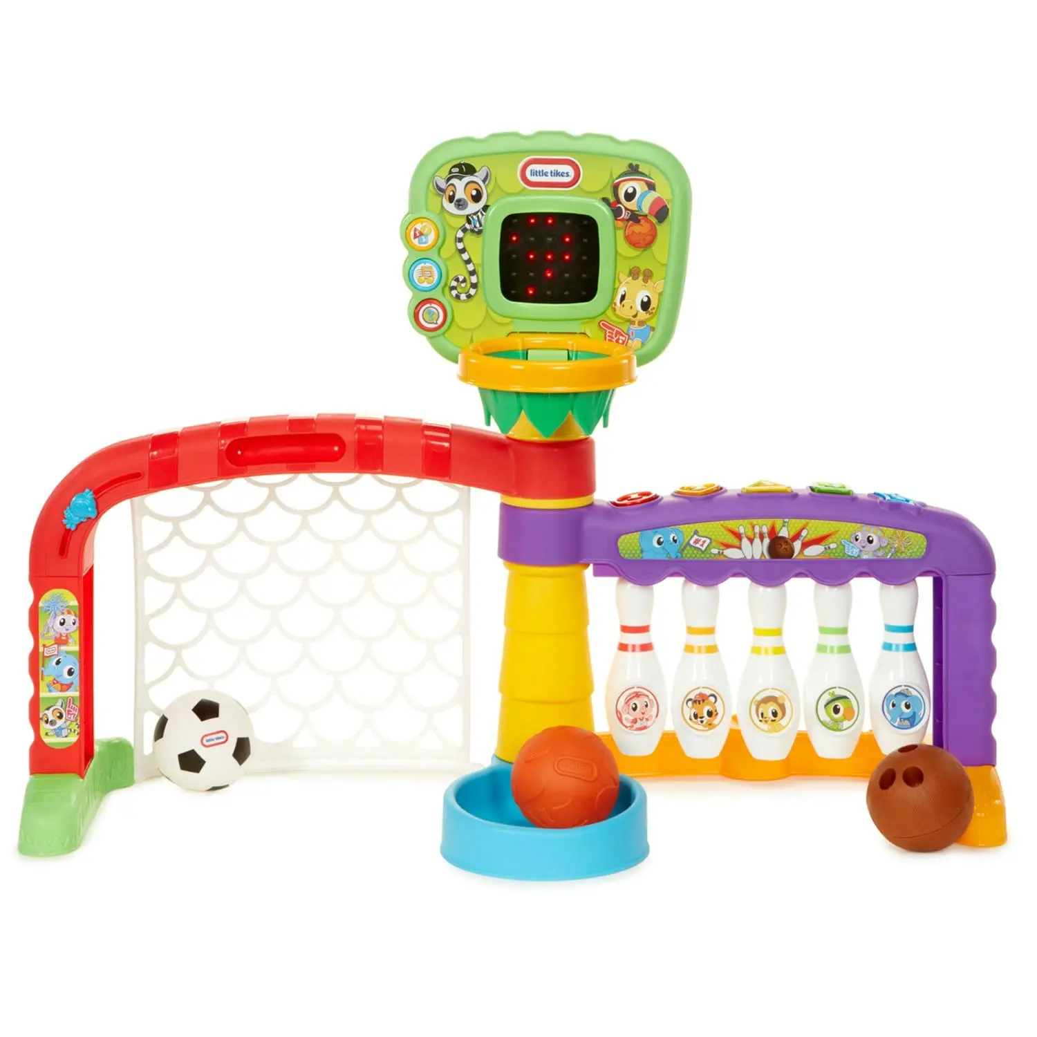 Little Tikes - 3 In 1 Sports Zone Dunk Kick Score Bowling Basketball Soccer Playset