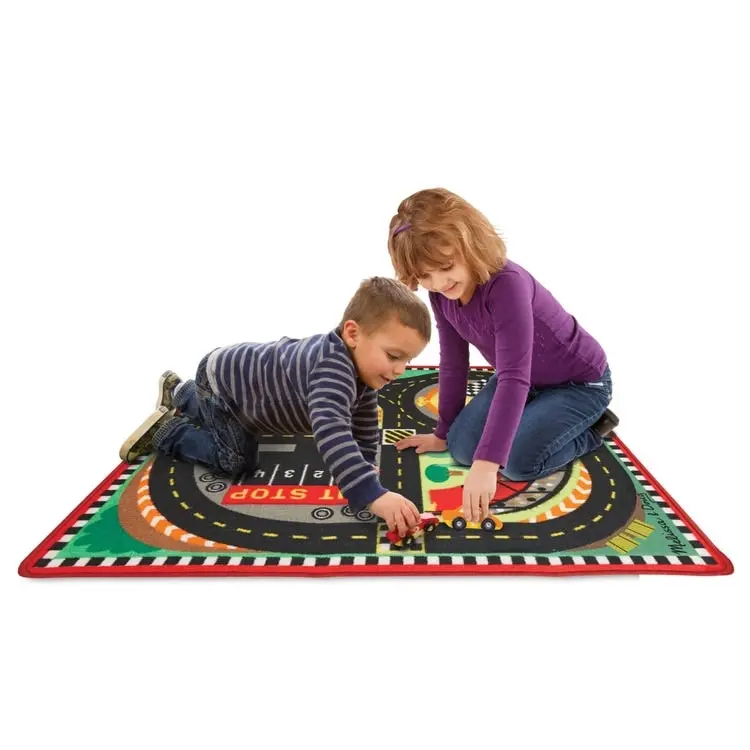 Melissa & Doug - Round The Speedway Race Track Rug & Car Set