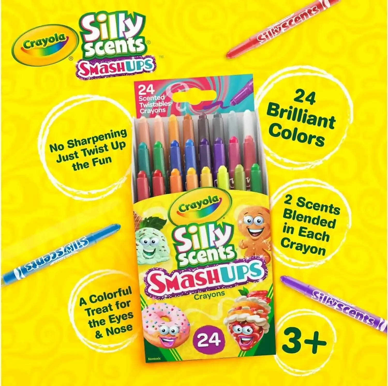 Crayola - Silly Scents Smash Ups Twistables Scented Crayons 24 Count