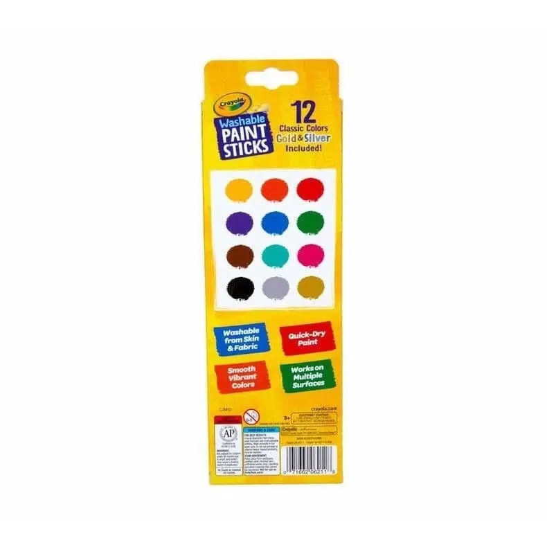 Crayola 12 Quick Dry Washable Paint Sticks 54