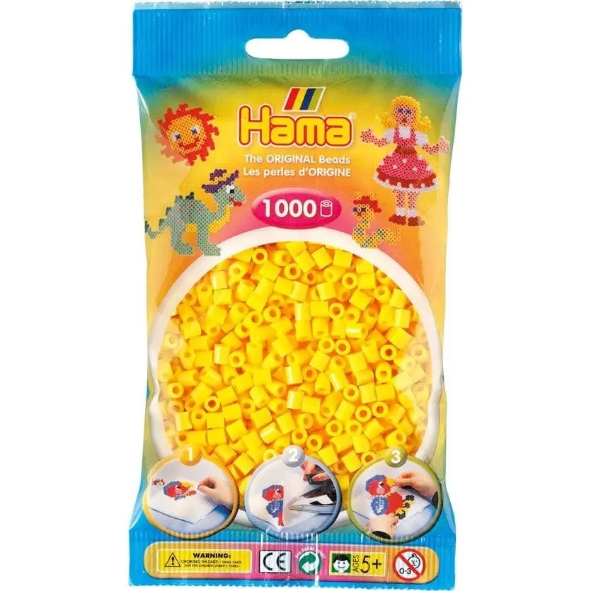 Hama - Beads 1000 Pieces Bag Yellow - Gdhama