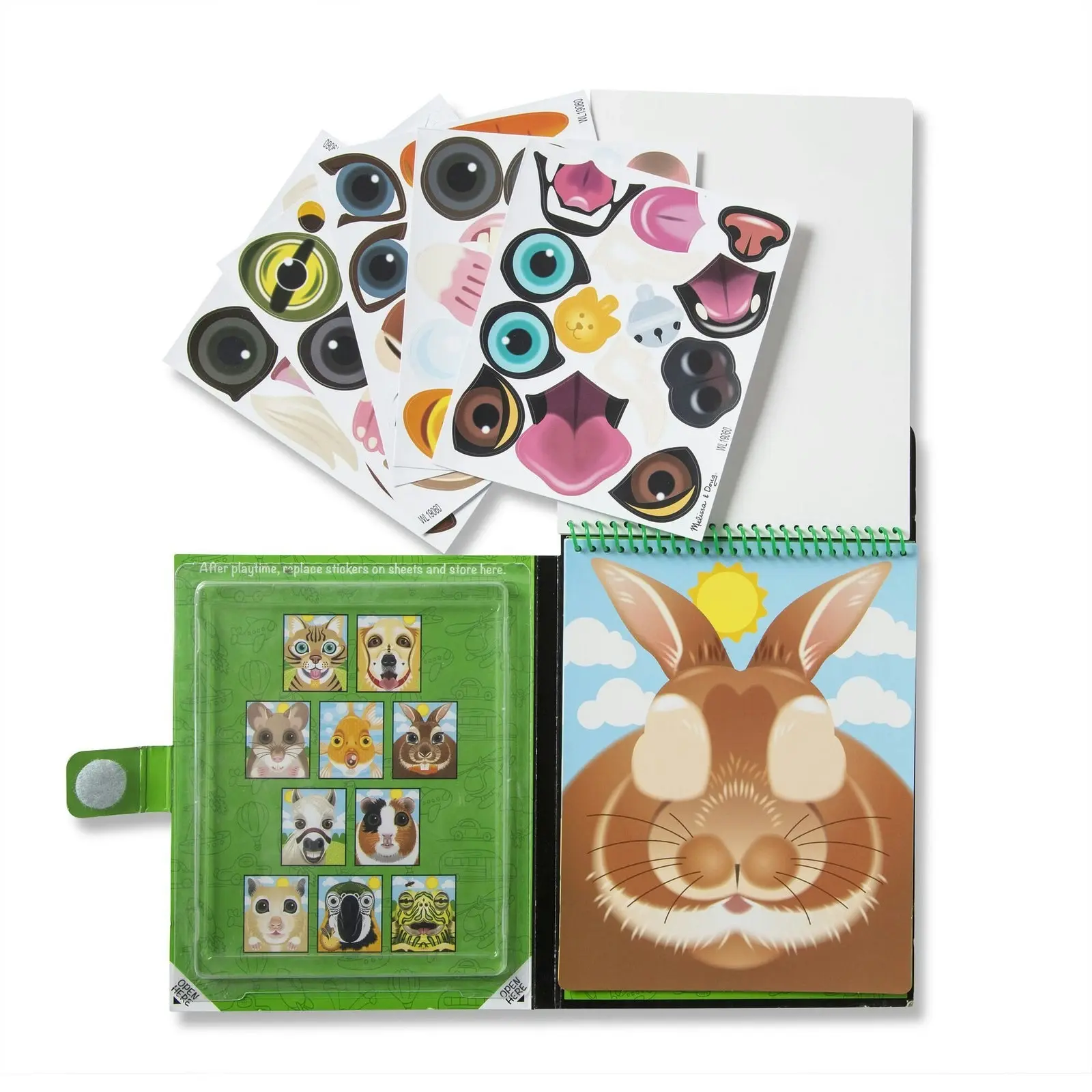 Melissa & Doug - Make-a-face - Pets Reusable Sticker Pad - On The Go Travel Activity