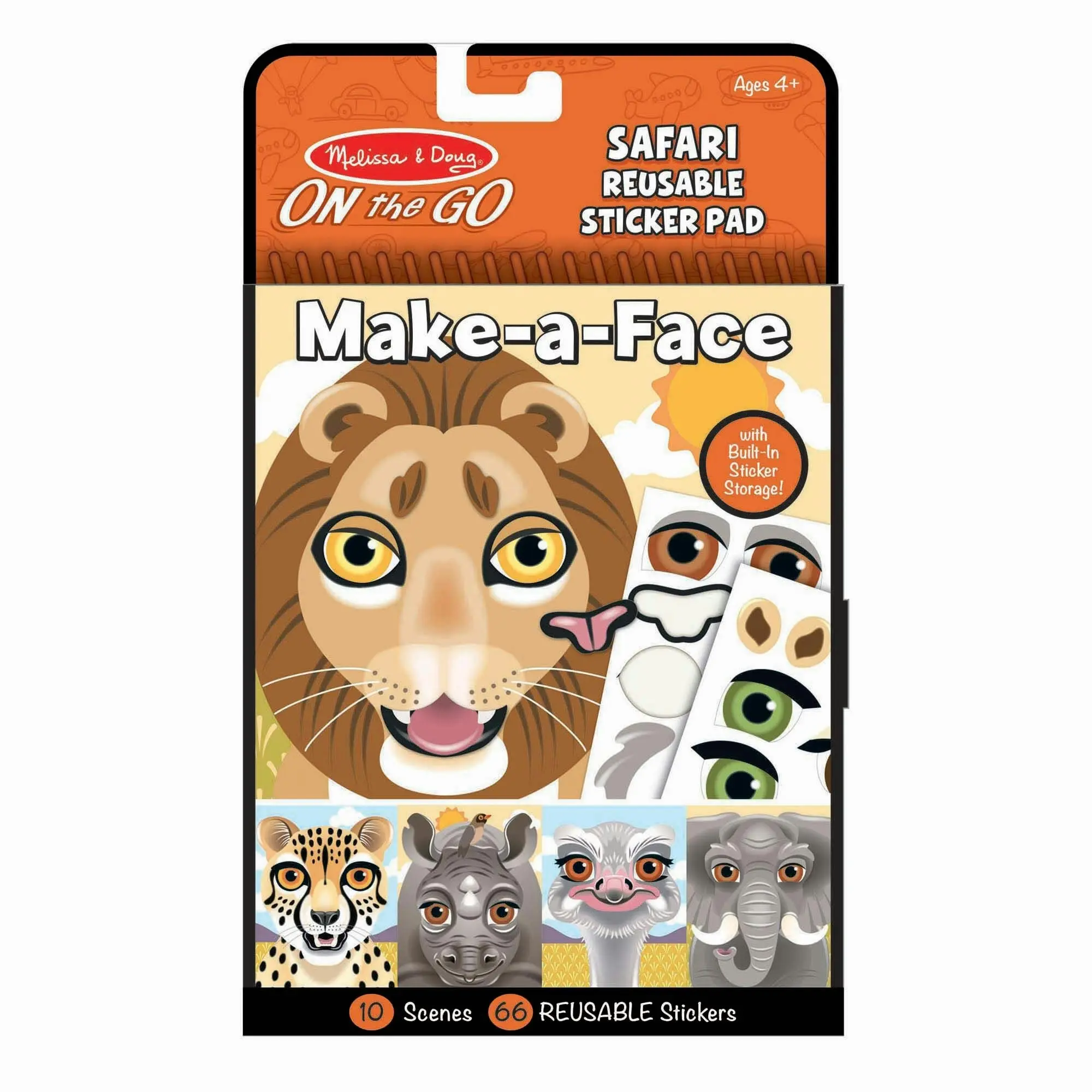 Melissa & Doug - Make-a-face - Safari Reusable Sticker Pad - On The Go Travel