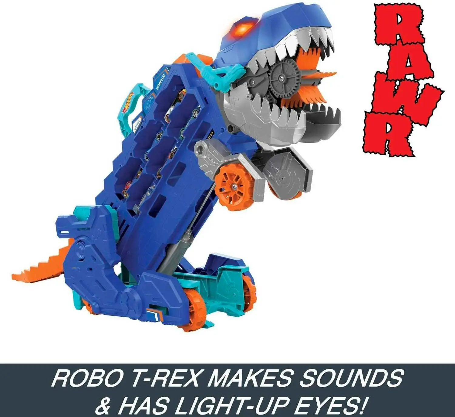 Hot Wheels - City Ultimate Hauler Transforms Into A T-rex With Race Track Stores 20+ Cars - Mattel