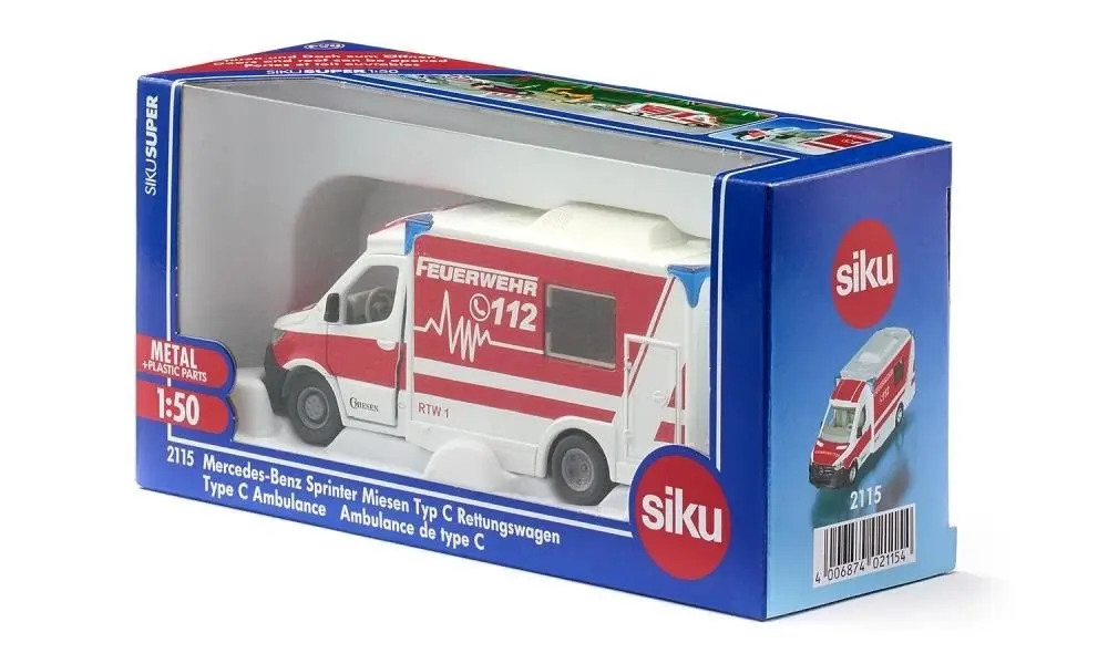 Siku - Mercedes-benz Sprinter Miesen Type C Ambulance Fire  Rescue