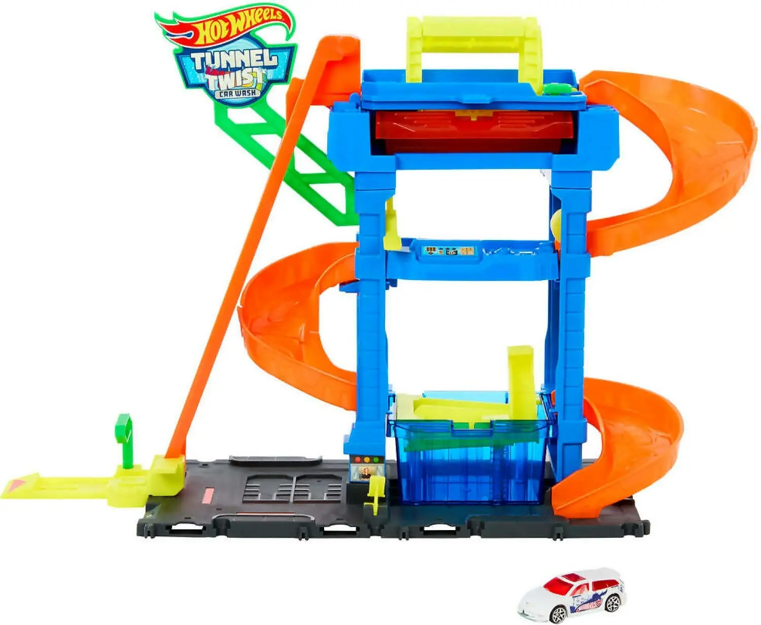 Hot Wheels - City Toy Car Track Set Tunnel Twist Car Wash With 1 Color Shifters Vehicle In 1:64 Scale - Mattel