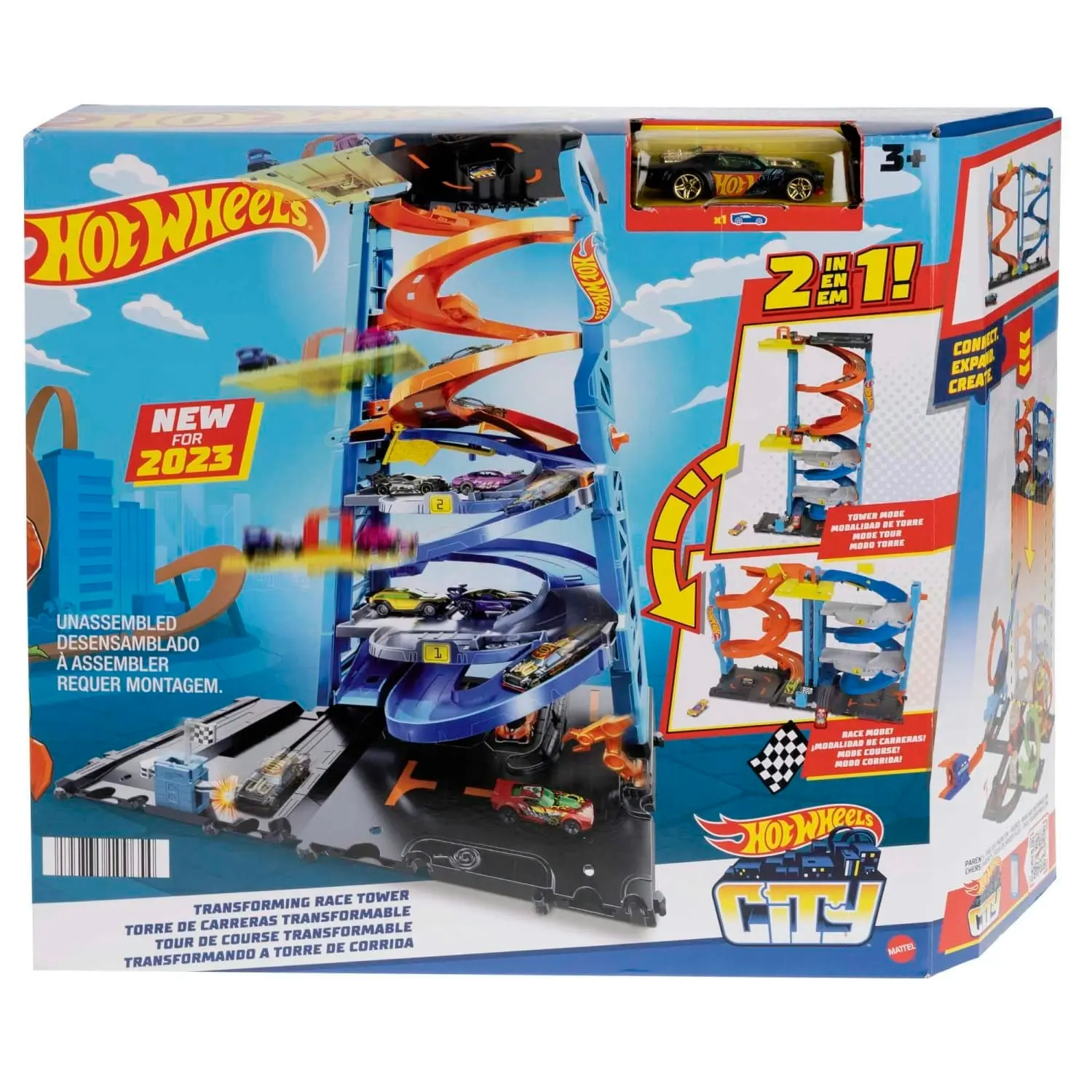 Hot Wheels® - City Transforming Race Tower Playset Track Set With 1 Toy Car