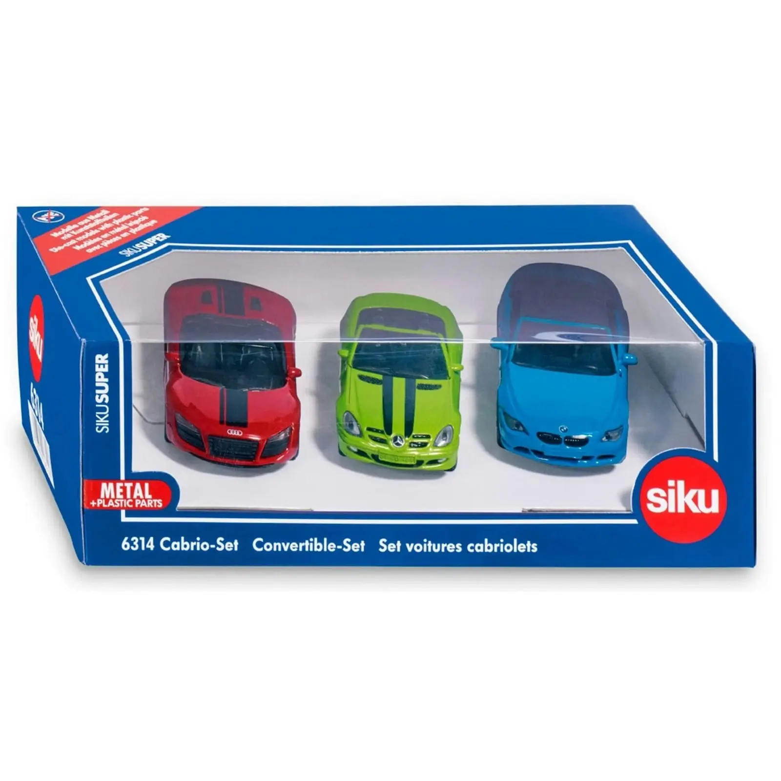 Siku - Convertible Cars 3 X Vehicle Set Mercedes Slk Audi R8 Spyder And Bmw 645i.