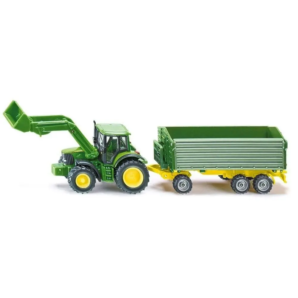 Siku - John Deere With Front Loader And 3 Axle Tipple Trailer