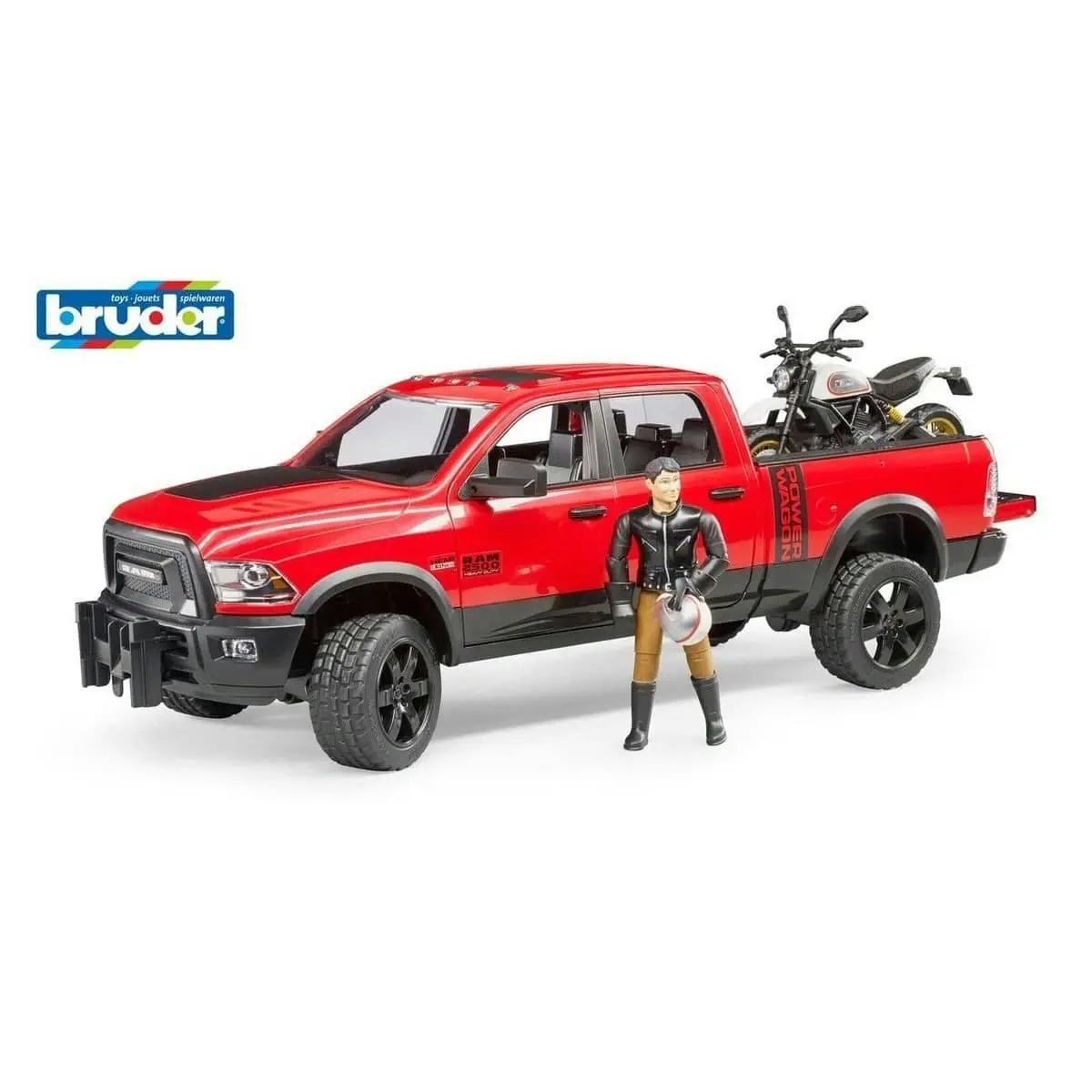 Bruder - Ram 2500 Power Wagon With Scrambler Ducati Desert Sled 1:16 Scale