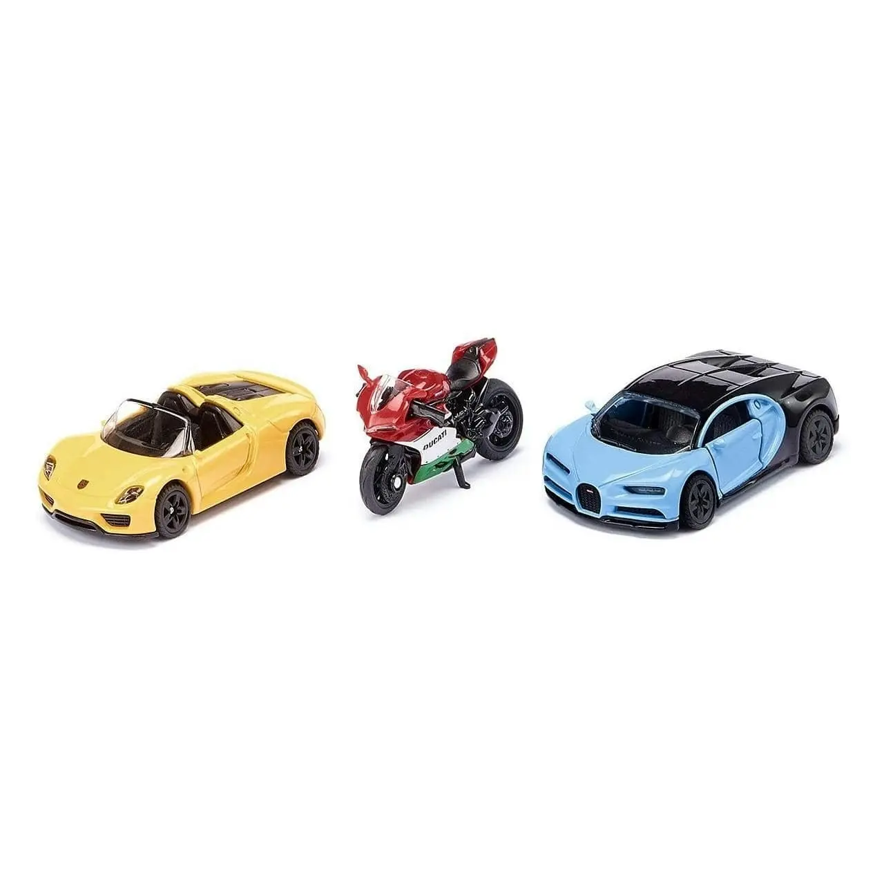 Siku - Sports Cars And Motorbike Gift Set Porsche 918 Spyder Ducati 1299 Panigale And A Bugatti Chiron