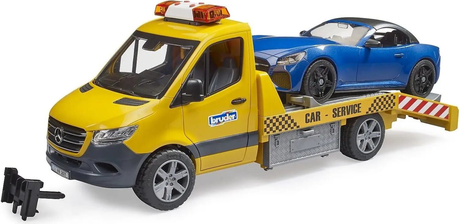 Bruder - Sprinter Car Transporter With Light & Sound Module And Bruder Roadster 1:16 Scale