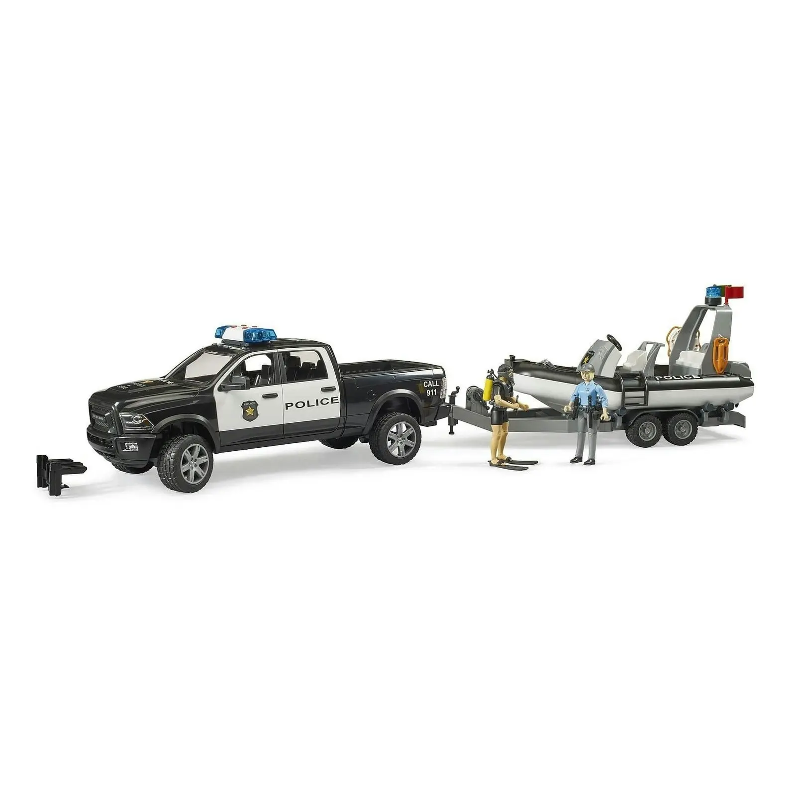 Bruder - Police Pick-up & Trailer with Boat RAM 2500