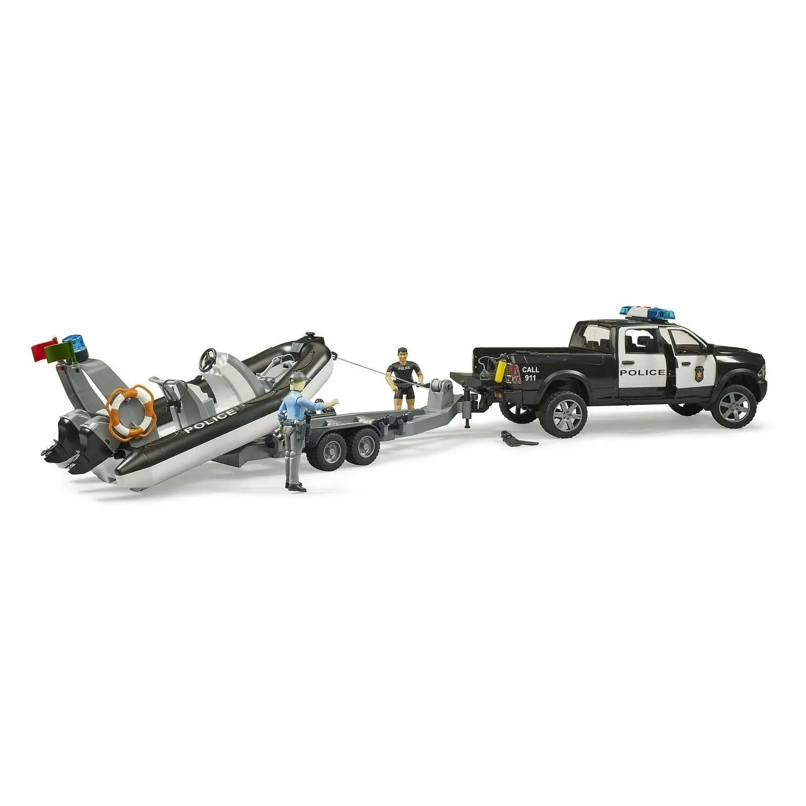 Bruder - Police Pick-up & Trailer with Boat RAM 2500