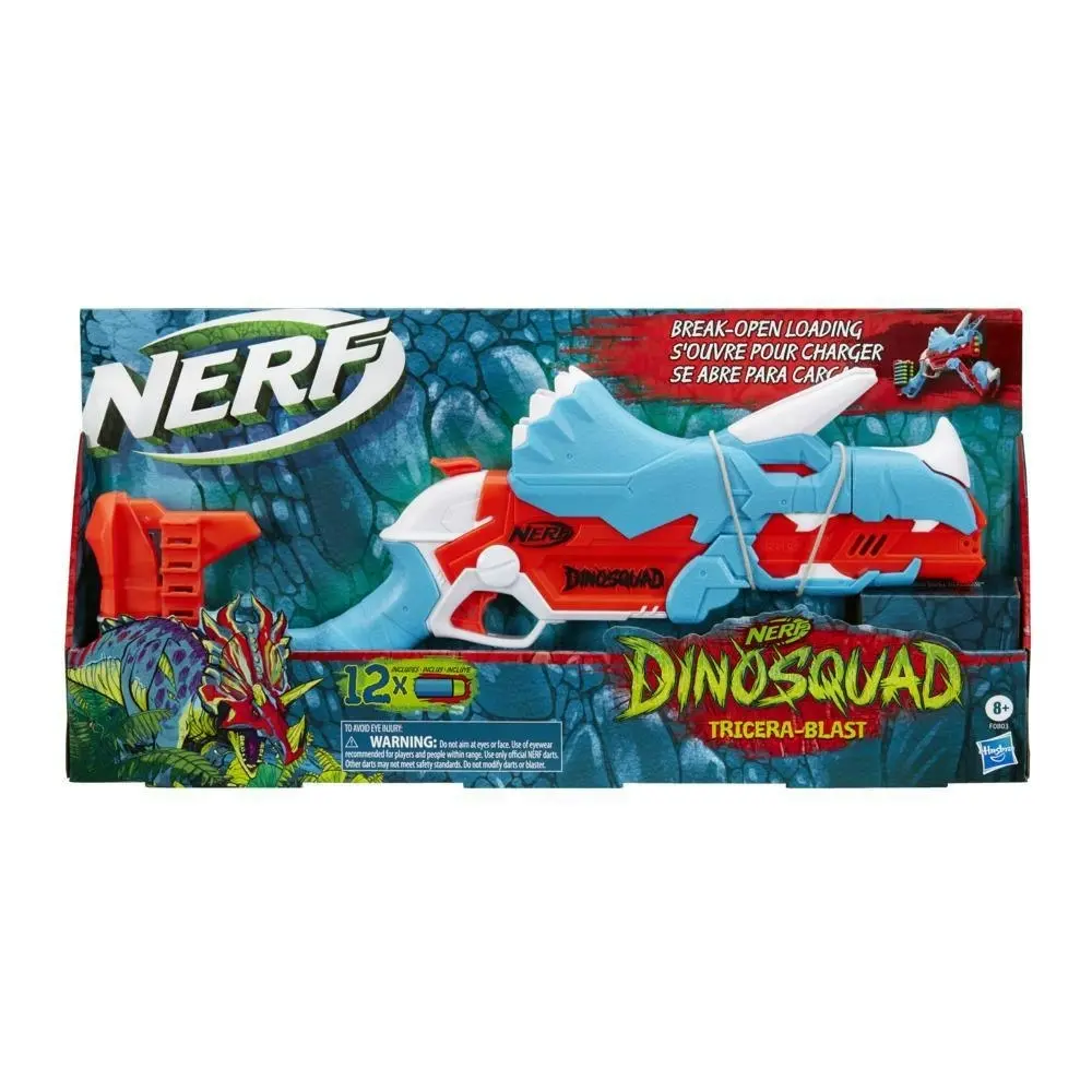 Nerf Dinosquad Tricera-blast Blaster Break-open 3-dart Loading 12 Nerf Darts Dart Storage Triceratops Dinosaur Design