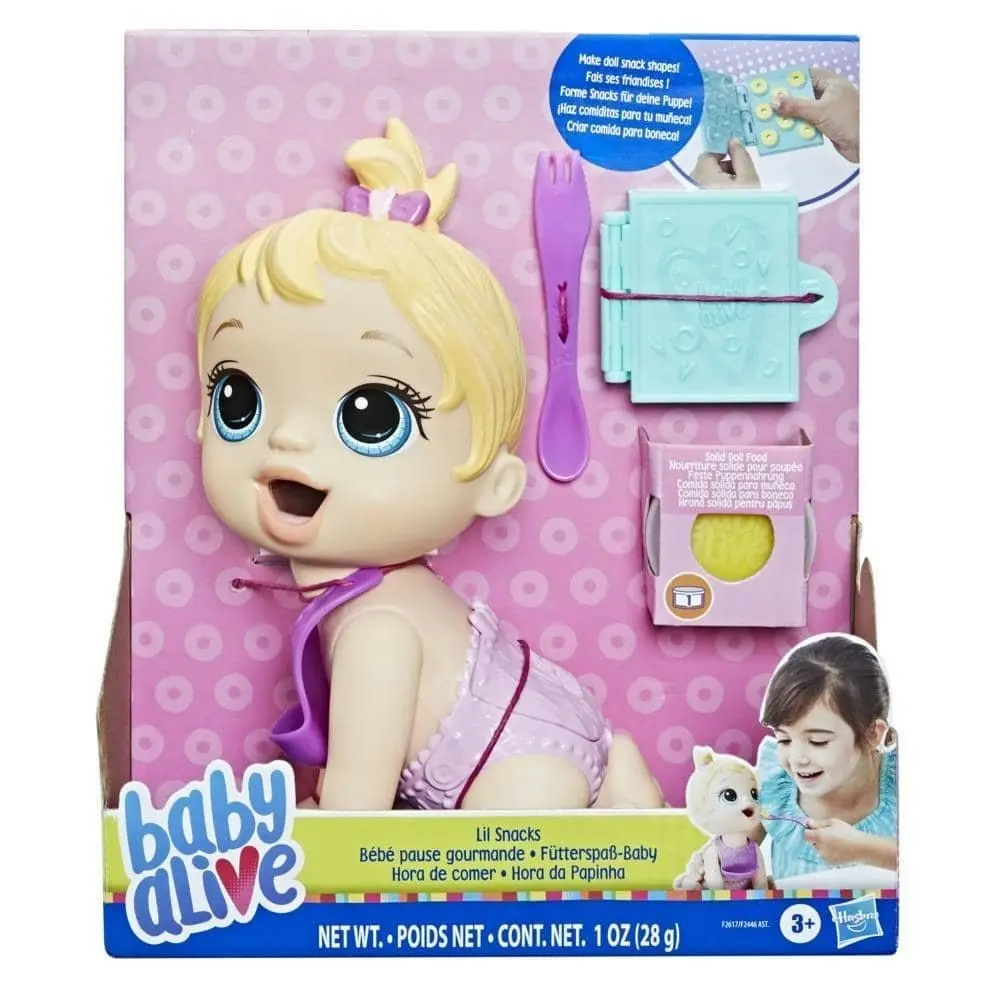 Baby Alive - Lil Snacks Doll Eats And Poops 8-inch Baby Doll With Snack Mold Toy For Kids Ages 3 And Up Blonde Hair  Hasbro