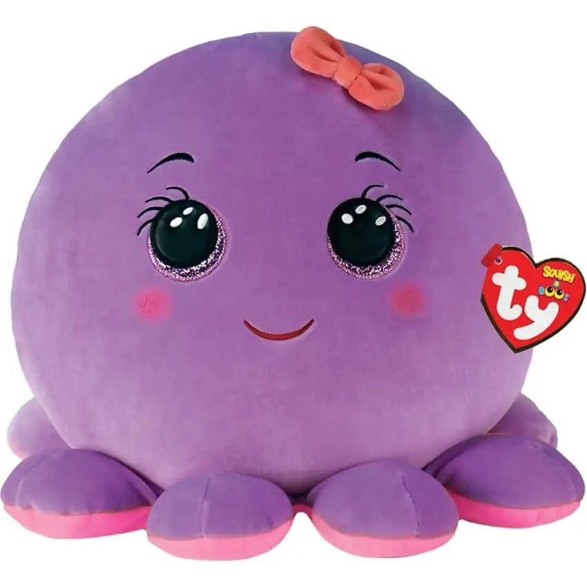 Ty Squish-a-boos - Octavia Purple Octopus - Large 14 Inches - Squishy Beanies