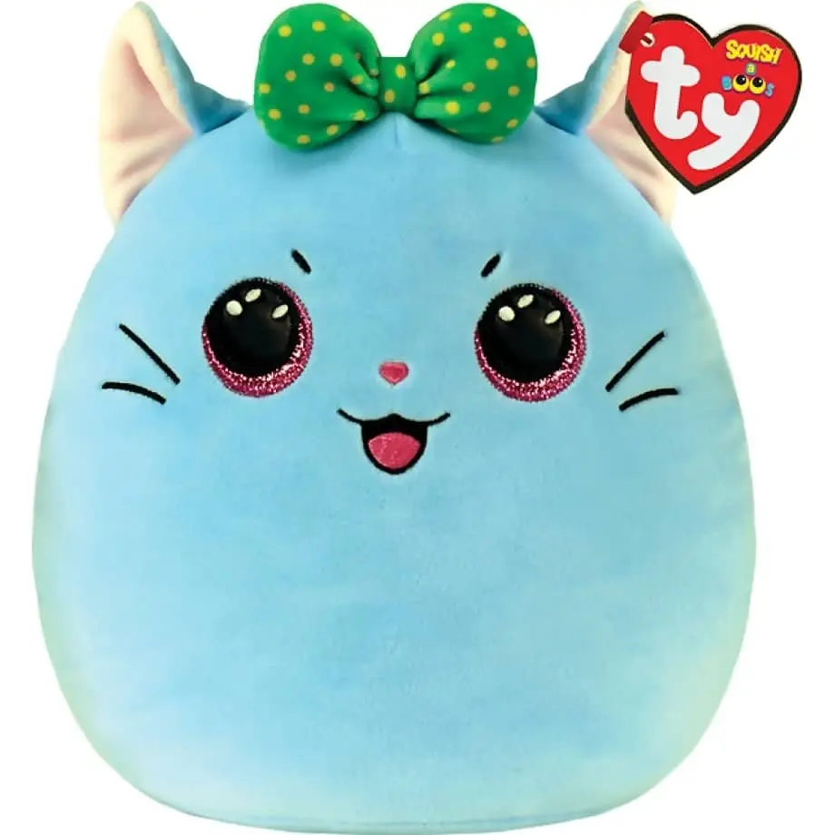 Ty Squish-a-boos - Kirra Blue Cat - Large 14 Inches - Squishy Beanies