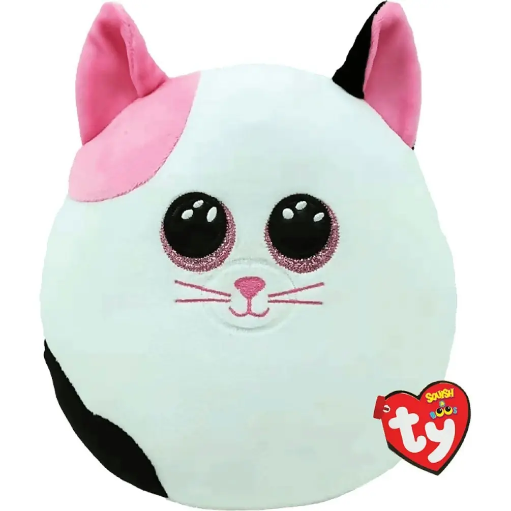 Ty - Squish-a-boos - Muffin - Pink And White Cat Large 36cm (14'') - Squishy Beanies