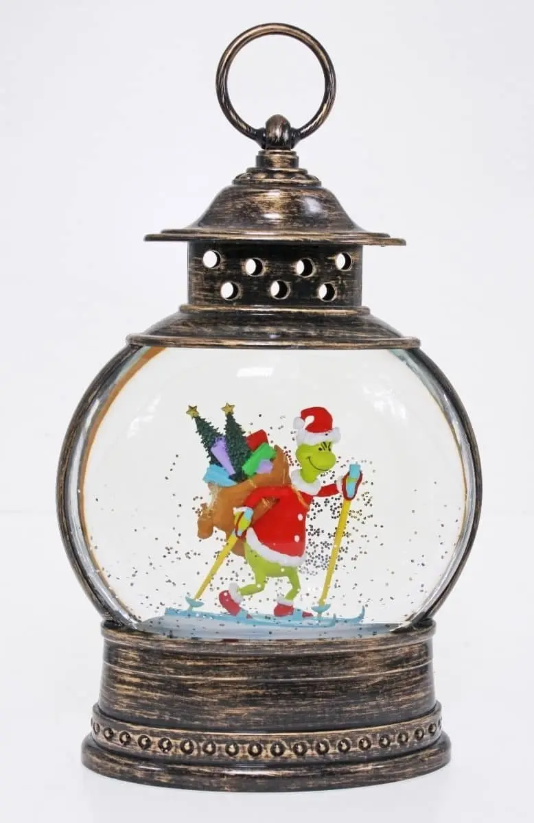 Cotton Candy - Xmas Round Brass Lantern Grinch Skiing - Dr. Seuss